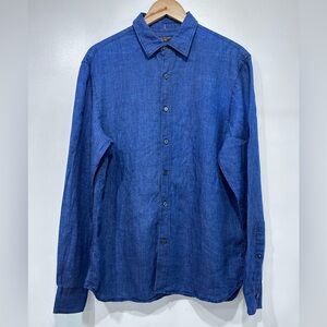 Banana Republic Men’s Blue 100% Linen Standard Fit Lightweight Button Up Size M